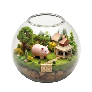 สวนขวดแก้วพร้อมหมูน้อย